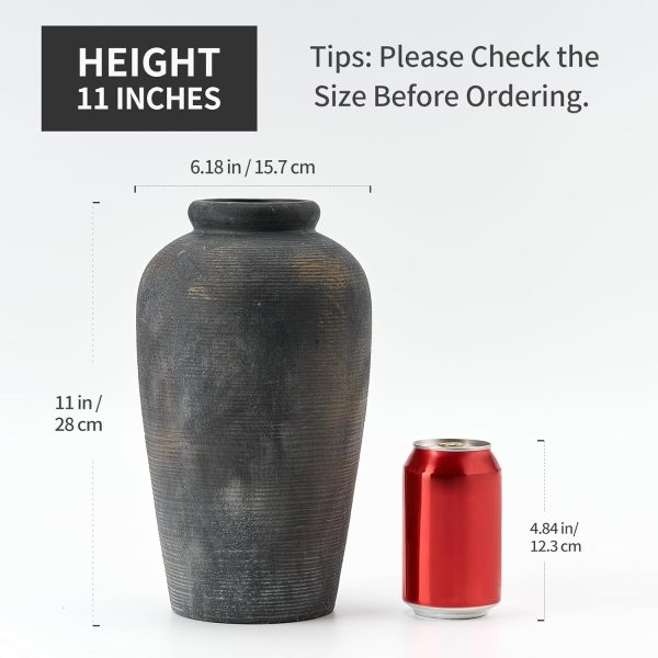 Rustic Bronze Ceramic Vase – Tall Farmhouse Decor for Table or Shelf - Image 4