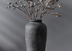 Rustic Bronze Ceramic Vase – Tall Farmhouse Decor for Table or Shelf