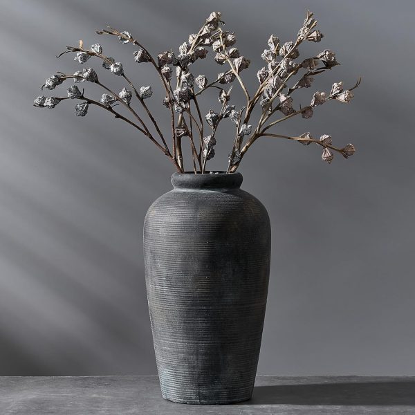 Rustic Bronze Ceramic Vase – Tall Farmhouse Decor for Table or Shelf