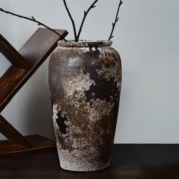 Tall Terracotta Ceramic Vase – Rustic Boho Decor for Home or Shelf