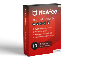 McAfee Internet Security 2025 - 10 Device - GLOBAL Key - Antivirus Software - Activation Windows/Mac/Android/iOS 1 Year Subscription